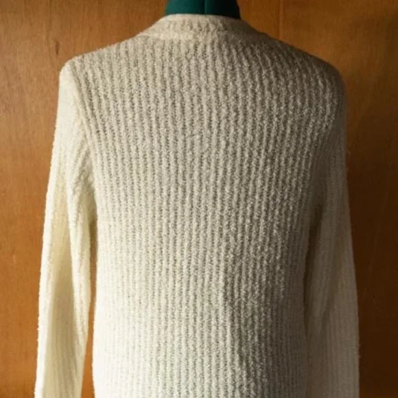 Goudchaux Maison Blanche ? Cream Boucle Knitted Cardigan Sweater womens M/L - Picture 8 of 13